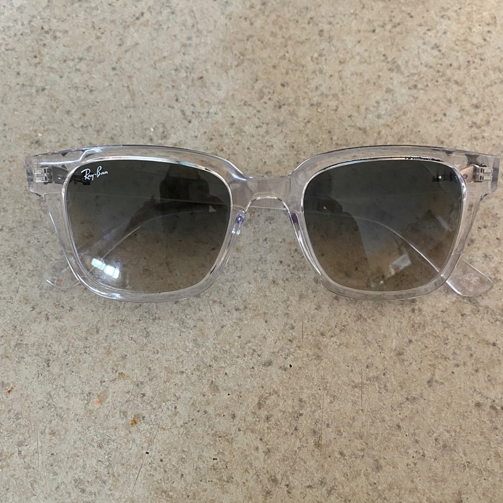 AUTHENTIC RayBan sunglasses. Clear frames with grey lenses!